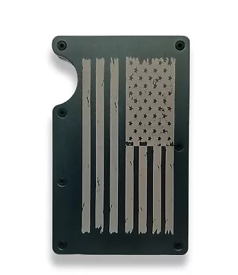 American Flag Minimalist Wallet Men's Tactical RFID Blocking Money Clip Grey • $16