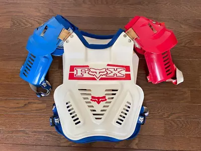 Vintage FOX RACING Chest Protector Tricolor 80's 90's Motocross • $277.98