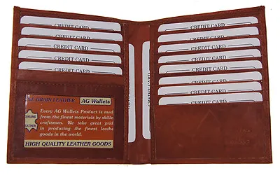 AG Wallets Mens Leather Large Hipster Bifold Credit Card Id Wallet Euro Burgundy • $19.99