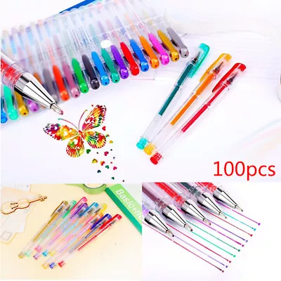 100 Colours Large Set Gel Pens Art Books Markers Glitter Neon Metallic+ Gift • £13.09