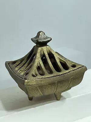 VTG Chinese Cloisonne Bronze Lidded Incense Burner Censer Vantines 3.25  X 3 3/8 • $25