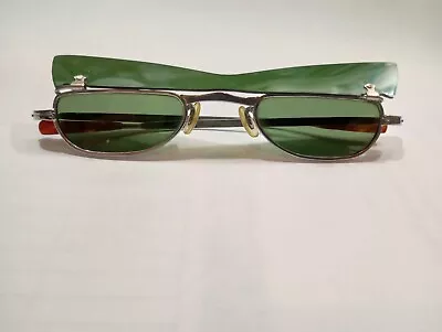 Vintage 1960s Mod Rare KK Spectacle John Lennon Japan Flip-Up Green Sunglasses • $350