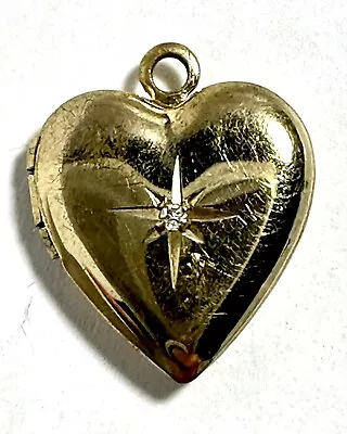 Gold Filled 3/4” Heart Photo Locket With Stone - 1/20 14k GF • $5