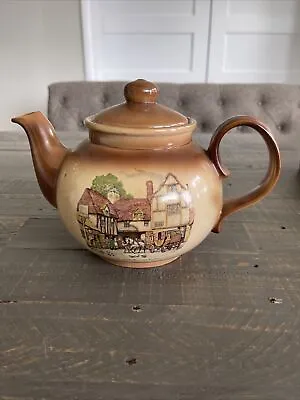 Vintage Staffordshire Old Cottage House Teapot • $37.49