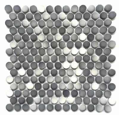 3/4 X 3/4 Penny Round Multi Gray Porcelain Mosaic Wall And Floor Backsplash Bath • $10.99