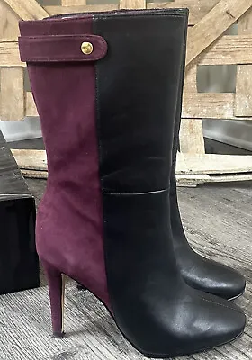 VICTORIA’S SECRET Angles High Heel Boots Size 6.5 Black & Wine • $19.19