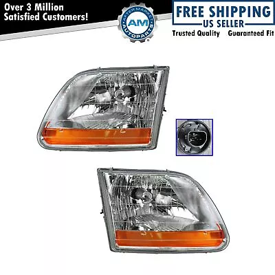 Headlight Headlamp Globe Pair Set Of 2 For 02-03 Ford F150 Harley Davidson • $192.01