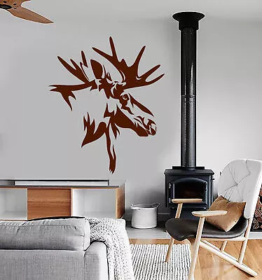 Vinyl Wall Decal Moose Head Forest Animal Horns Hunting Club Stickers (2933ig) • $69.99