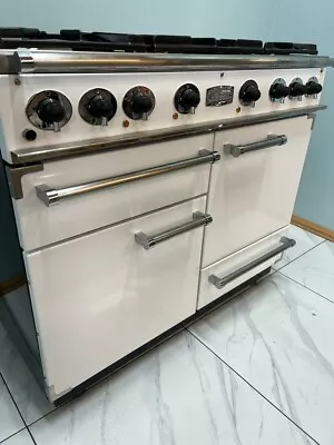 FALCON 110 CM DUAL FUEL RANGE COOKER IN WHITE AND CHROME. Ref--N77 • £1990