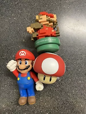 $3.25 • Buy 8-Bit Mario Amiibo 30th Anniversary Ammibo + Small Figures Toad Lot Of 3 NES