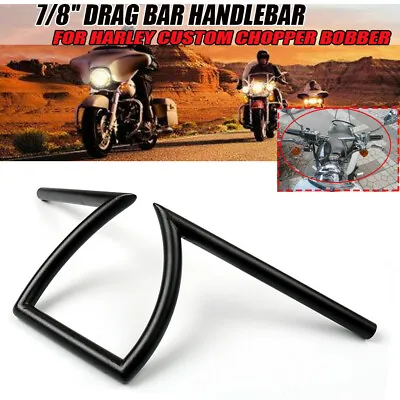 Drag Handlebars 7/8  Z Bars 8-3/4  Rise For Harley Custom Chopper Bobber Black • $50.99