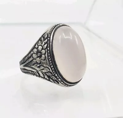 Fine Vintage Sterling Silver Middle Eastern Style Mystical Cabochon Ring 11.75 • $50.39