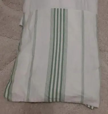 Laura Ashley Lifestyles Green White Stripe Dust Ruffle Bedskirt  King Size 77x80 • $36.75