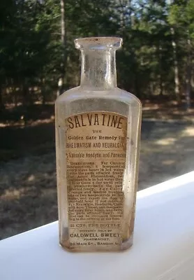 Antique Labeled SALVATINE FOR RHEUMATISM & NEURALGIA - BANGOR MAINE Med Bottle • $5.99