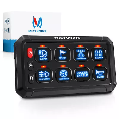 MICTUNING 8 Gang Blue Switch Panel LED Light Bar Relay System Marine Boat 12/24v • $89.99