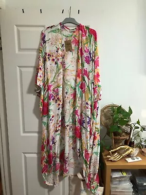 Tree Of Life Long Multicoloured Floral Kimono Duster Jacket Free Love NEW 🌻 $85 • $65