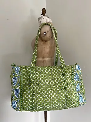 Vera Bradley “Daisy Quilt” Large Green Paisley Duffle Bag • $30