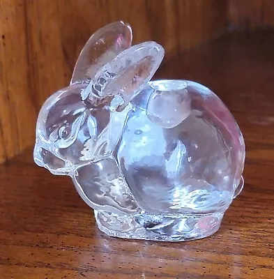 Vintage ~2  Clear Glass~ Rabbit /Bunny ~Small Taper Candle Holder/ Paperweight • $7.99