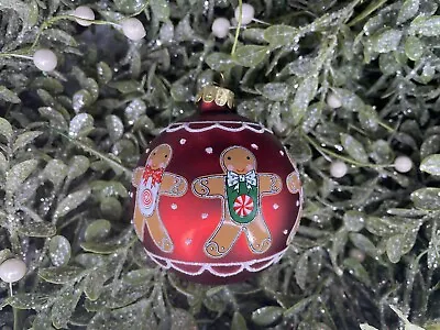£5 • Buy Gisela Graham Christmas Tree Decorations Bauble Red Gingerbread Men Glass