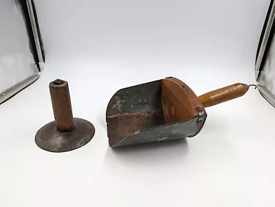 Antique Primitive Feed Scoop With Vintage Hog Scraper Farm Tool  • $40