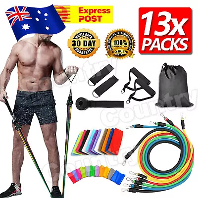 $16.95 • Buy 13PCS Resistance Band Set Yoga Pilates Abs Exercise Fitness Tube Workout Bands