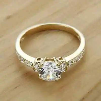2CT Lab Created Cut Round Diamond Engagement Women's Ring 14K Yellow Gold Plated • $80.49