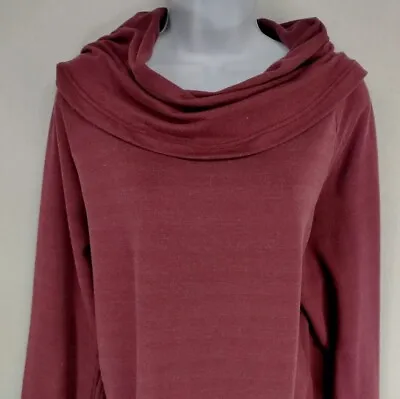 BCG Cowl Neck Sweater Woman's XL Kangaroo Pocket Pullover Thumb Holes Maroon  • $21.88