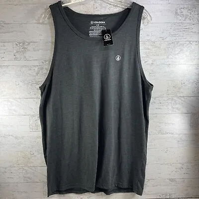 Mens Volcom Heather Dark Gray Grey Tank Top Sleeveless Soft T-shirt Size L • $19.76