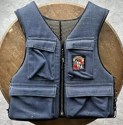 Vintage STEARNS Denim Zip Up Life Jacket Vest ADULT SMALL Sans Souci Type III • $25