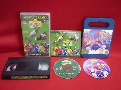 The Wiggles - Wiggly Safari Cd & Vhs Video + Wake Up Lachy Dvd All Vgc    Crikey • $8