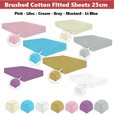 £9.75 • Buy 100% Brushed Cotton Fitted Bed Sheet 25cm,Flannelette Thermal Sheets In All Size
