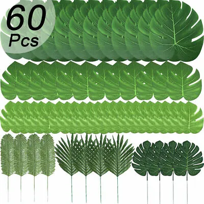 £11.98 • Buy 60 Pcs Tropical Hawaiian Artificial Palm Leaves Foliage Luau Party Decoration UK