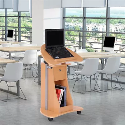 New Metal PVC Mobile Laptop Cart Adjustable Height From 30.5  To 46  Beech Wood • $104.37