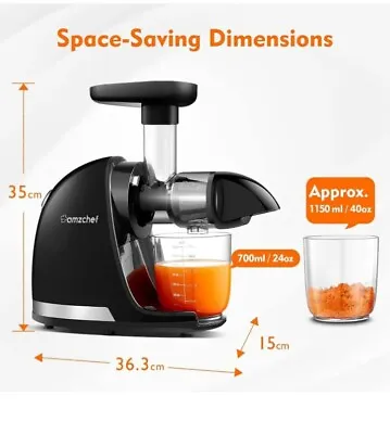 AMZCHEF Juicer Machines - Cold Press Slow Juicer -Masticating Juicer Whole Fruit • £79.99