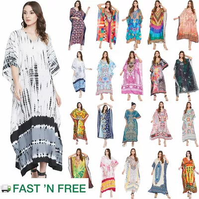 Women Boho Kaftan Kimono Maxi Dress Beach Holiday Plus Size Loose Long Sundress • $13.99