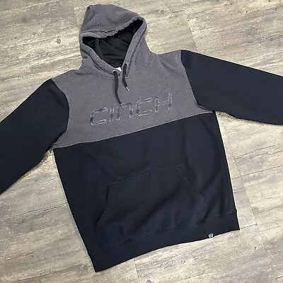 Cinch Hoodie Sweatshirt Men Size Medium Gray Black Fade Spellout • $24.99