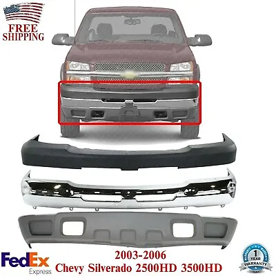 Front Bumper Chrome Steel Kit For 2003-2006 Chevrolet Silverado 2500HD / 3500  • $482.70