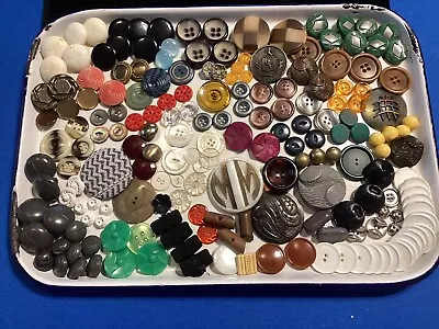 Vintage Lot Of Glass Bakelite Celluloid MOP Metal Plastic Sewing Buttons 45 Sets • $23