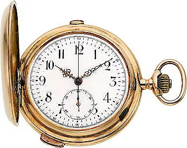 Swiss Watch 14k Gold Quarter Hour Carillon Repeater W/ Chronograph Circa 1890's • $3955