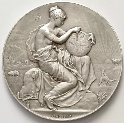 $88 • Buy France Geography Nude Woman With Globe Silver Medal By Dubois 50mm 64,8g
