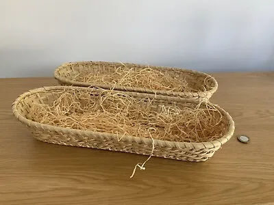 £12.99 • Buy 2 X Oval Wicker Baskets & Straw - Easter Hampers, Eggs, Gifts, Storage