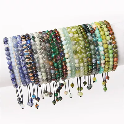 6mm Handmade Natural Gemstone Braided Knot Stone Bead Bracelet  Rope Adjustable  • $3.79