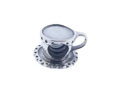 Brand New Silver Pandora Tea Cup & Saucer Charm With Black Velvet Pouch • £20