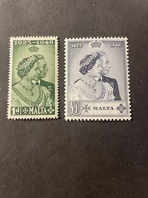 MALTA SG249-50 KGVI 1948 Silver Wedding Set Fine MNH Cat £38 • $21.46