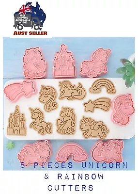 $22.50 • Buy 8pcs Unicorn Cookie Cutter, Biccie Biscuit Mold, Emboss Fondant Cutter Set
