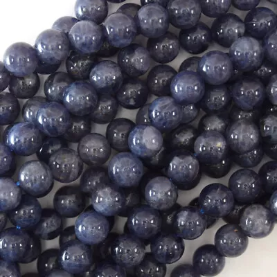 Natural Blue Iolite Round Beads Gemstone 15.5  Strand 6mm 8mm 10mm S1 • $8.99