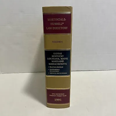 Martindale Hubbell 1991 Law Directory Vol 6 Kansas Kentucky Louisiana Maine MD • $14.99