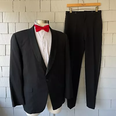 60s Vintage Hart Schaffner & Marx Union Made Mens Black 2-Piece Tuxedo Chest 46 • $150