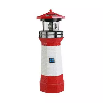 Garden LED Solar Powered Tower Lighthouse Rotating Light Lighting House Decor • £16.29