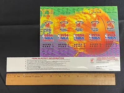 1994 Nba Playoffs Miami Heat Season Unused Tickets Panel Set (5) M2 51821 • $24.99